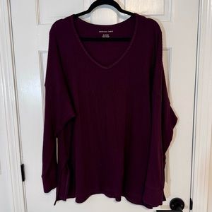 American Eagle | V-Neck Ribbed Sweater/Tunic, Merlot Color, Size XXL - EUC